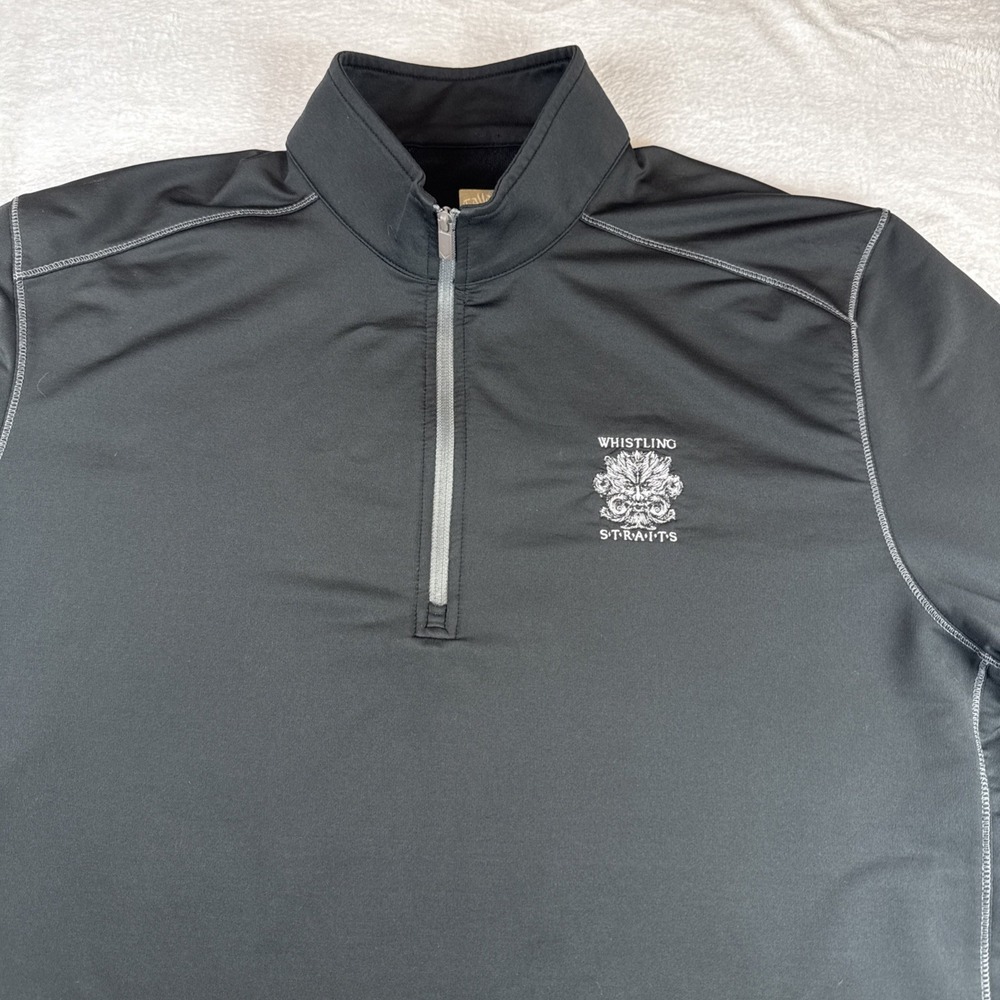 Callaway Mens 1/4 Zip Pullover Whistling Straights Golf‎ Course Black Size Large